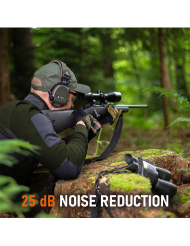 Sordin Supreme PRO Green aktyvios apsauginės šaudymo ausinės su gelio pagalvėlėmis