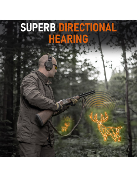Sordin Supreme PRO Green aktyvios apsauginės šaudymo ausinės su gelio pagalvėlėmis medžioklei