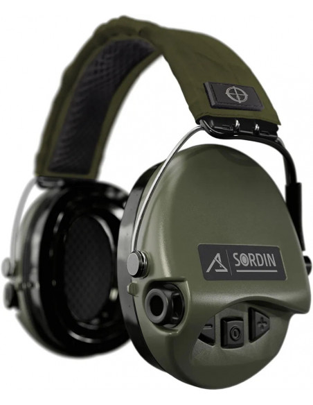 Sordin Supreme PRO Green aktyvios apsauginės šaudymo ausinės su gelio pagalvėlėmis