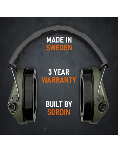 Sordin Supreme PRO Green aktyvios apsauginės šaudymo ausinės su gelio pagalvėlėmis