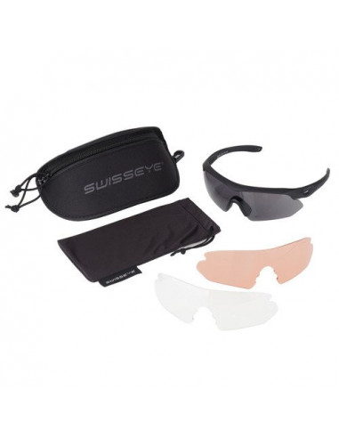 SwissEye Nighthawk Shooting Ballistic Safety Glasses black 40291 3 lenses