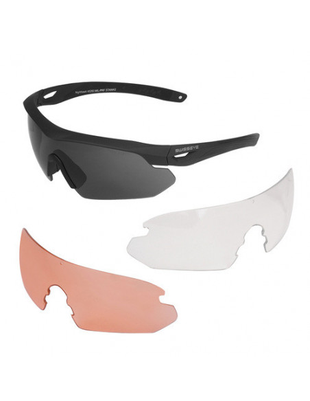 SwissEye Nighthawk Shooting Ballistic Safety Glasses black 40291 3 lenses