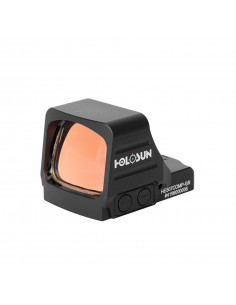 Front and side view of Holosun HE507COMP-GR green dot sight with large window and CRS reticle system.