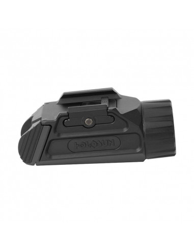 Holosun P.ID 1000 lumen tactical rechargeable weapon flashlight mounted on a pistol