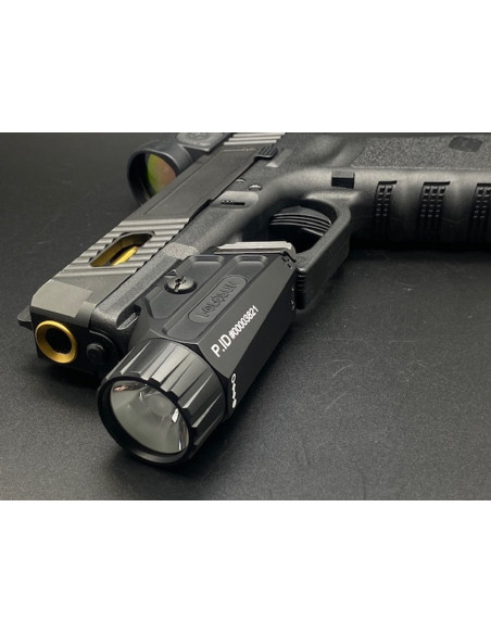 Holosun P.ID 1000 lumen tactical rechargeable weapon flashlight mounted on a pistol Holosun P.ID 1000 lumen tactical rechargeable weapon flashlight mounted on a pistol