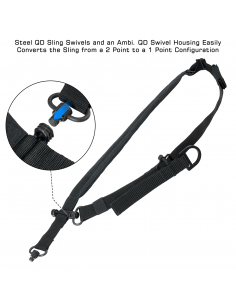 UTG Bolla 1-2 Point Bungee Sling with QD Sling Swivel Black PVC-GB508B 2