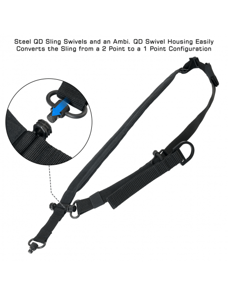 UTG Bolla 1-2 Point Bungee Sling with QD Sling Swivel Black PVC-GB508B UTG Bolla 1-2 Point Bungee Sling with QD Sling Swivel Black PVC-GB508B
