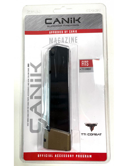 Canik TTI Combat 19-round pistol magazine with MMAC-804 extended base 9x19mm Canik TTI Combat 19-round pistol magazine with MMAC-804 extended base 9x19mm