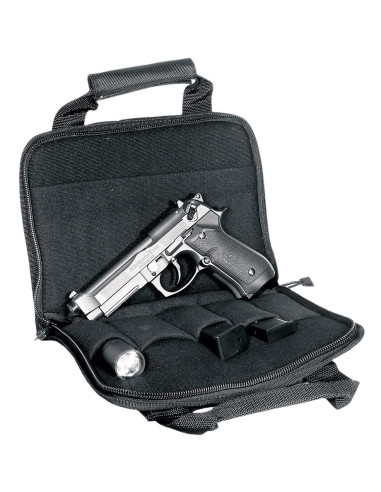 Interior of UTG single pistol case with mag holders