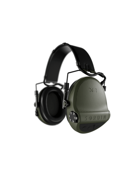 Sordin X2 Headband Leather GEL elektroninės aktyvios apsauginės šaudymo ausinės Žalia