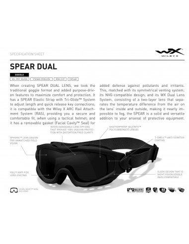 Wiley X Spear Dual Lens Tan Grey/Clear/Light Rust SP293DLT